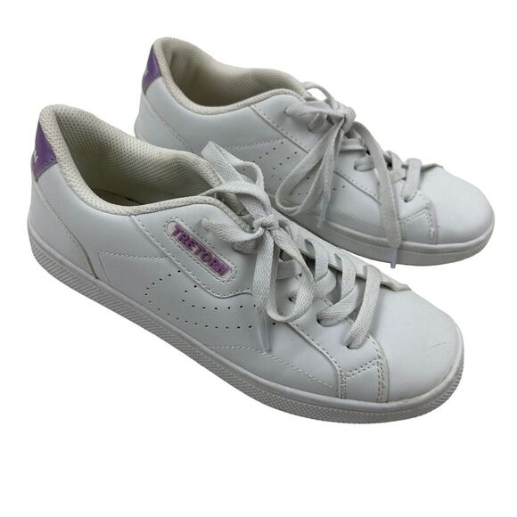 TRETORN Center Court White Purple Sneaker Shoe Women’s Sz 8M PU Low Top Lace Up - Picture 1 of 12